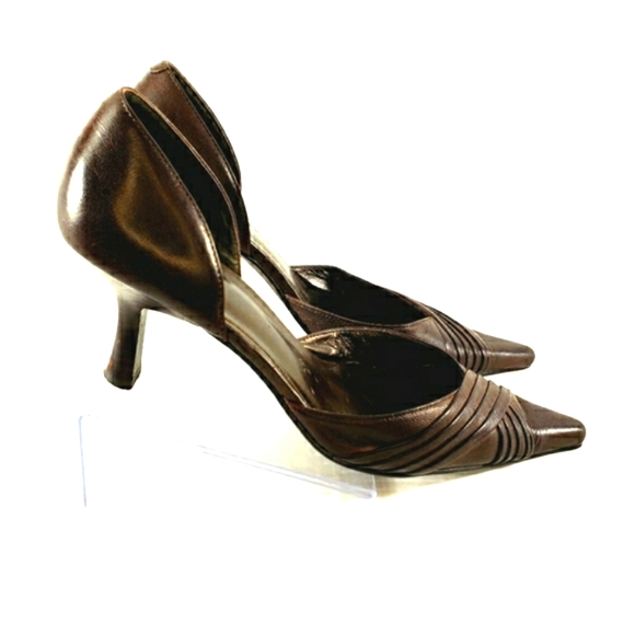 Aldo Kitten Chocolate Leather Pointy Toe Heels/Pumps. Woman's Size 37 6.5 M - Picture 4 of 9
